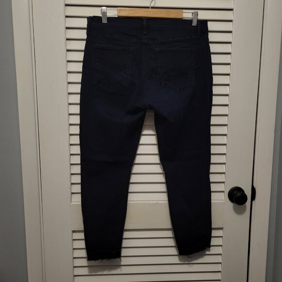 Gap 1969 Women's Legging Jean 32 Petite Dark Wash Skinny Ankle Raw Hem Stretch - Picture 5 of 5